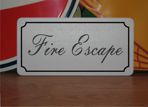 Fire escape metal - metal, sign