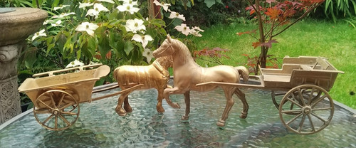 Brass horse and cart - horse,