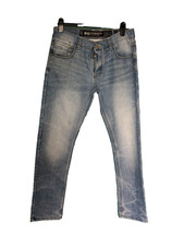 Crosshatch Embossed Techno Mens Blue Skinny Leg Denim Jeans Gents Size 34 'O24