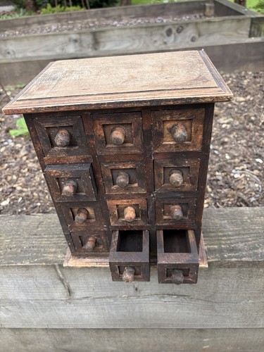 Antique wooden tea box with - box, 12