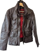 Superdry Limited Leather Jacket Black Red L Label Small Fit 37 Inch Chest