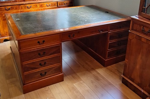 Yew wood leather topped - yew,