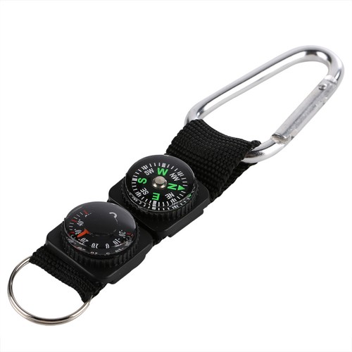 Mini metal thermometer compass - metal,