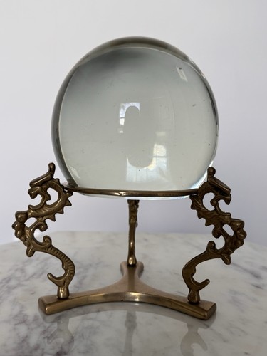 Crystal ball with 3 - 4", brass