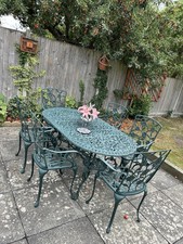 Vintage Cast Aluminium Garden Table and Chairs Set Outdoor Patio Furniture