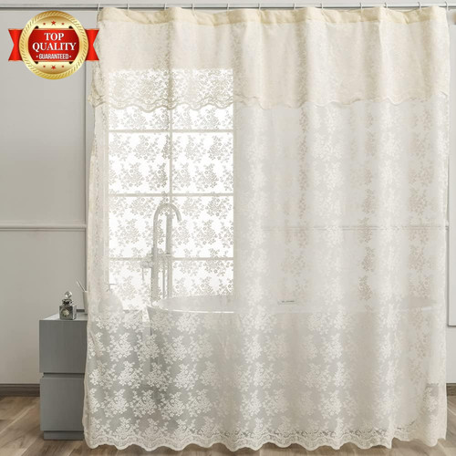Ivory lace shower - curtain,