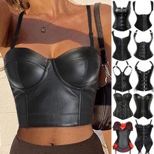 Sexy Women Black Lace up Corset Bustier Tops Shaper Basques Dress Plus Size Slim