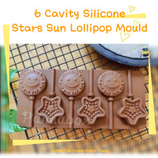 6 x Silicone Sun Star Lollipop Chocolate Mould Ice Cube Jelly Lolly Valentine