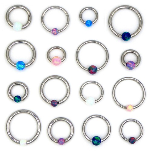Opal captive bead ring - captive,