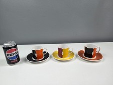 3 x Susie Cooper Bone China Small Cups & Saucers - Harlequinade Pattern - 1968