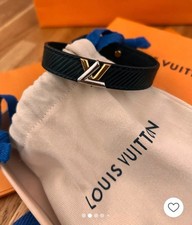 Louise Vuitton LV Black Leather Luxury Bracelet Rare 