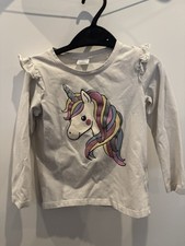 Lindex Girls Long Sleeved Top - Ages 2-3 Years Unicorn design