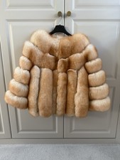 Real Fox Fur Coat Dyed Ginger Size 8-10 Mid Length