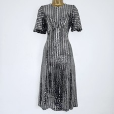 NEW Ex WALLIS 8-20 Silver Sequin Embellished Sparkle Occasion Evening Midi Dress