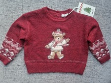 Next Baby Toddler Red Bear Christmas Jumper Age 6-9 Months