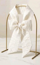 Cream Crinkle Satin Cravat Bow
