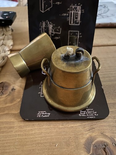Brass trench art lighter - art, in