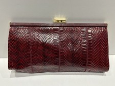 Jane Shilton Vintage Red Snakeskin Patent Leather Clutch/Shoulder Bag