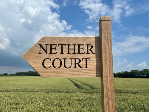 Personalised oak house - house, sign