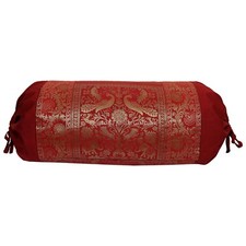 Meditation Indian Handmade Bolster Pillow Case Cover Cushion Throw Silk Brocade
