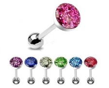 GLITTER - Flat Top Tongue Bar - 10mm 11mm 12mm 13mm 14mm 15mm 16mm 18mm 19mm