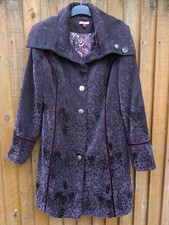 Joe Browns Ladies Jacquard Coat Purple Size Uk 12 Paisley Print Floral
