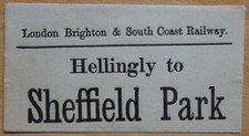 LB & SC Railway Luggage Label - Hellingly to Sheffield Park - Closed 1958 & 1965