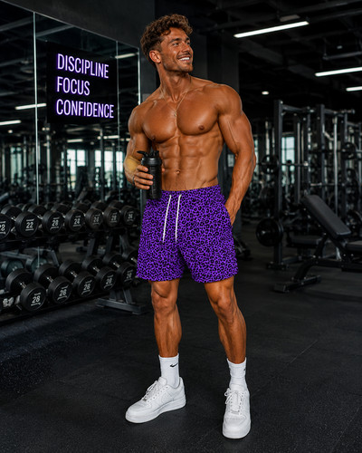 Neon purple leopard print swim - print,