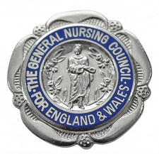 General Nursing Council For England & Wales 1973 Nurses Enamel Brooch Badge