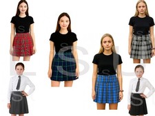 Girls High Waist Pleated Round