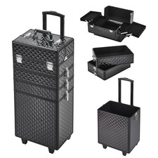 4 in 1 Rolling Makeup Train Case Cosmetic Trolley Case on Wheels Beauty Storage