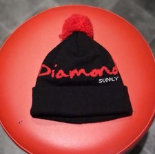 Diamond Supply Co Black and Red Beanie Hat with Bobble