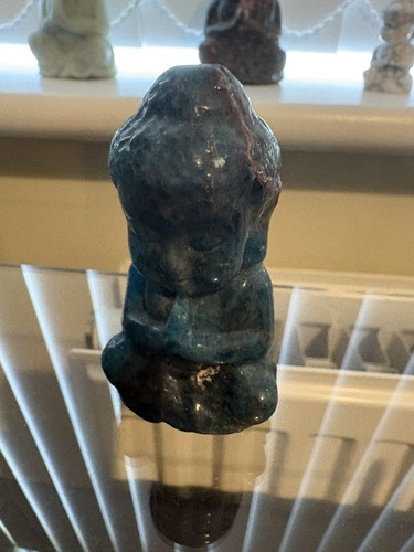 Natural blue apatite buddha - natural,