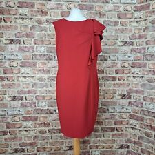 Roksanda Ilincic Dress 14 Red Ruffle Shoulder Knee Length Fitted
