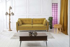 Rubeza Leo 4 Seater Sofa - Posh Gold & White