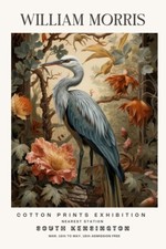 William Morris Vintage Crane Cotton Exhibition Prints Botanical Wall Poster