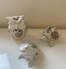 Aynsley Prembroke Fine Bone China Frog Owl Turtle Made In England