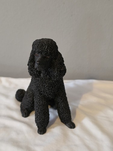 Black poodle dog figurine - black,