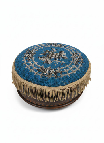 Antique blue beaded round - antique,