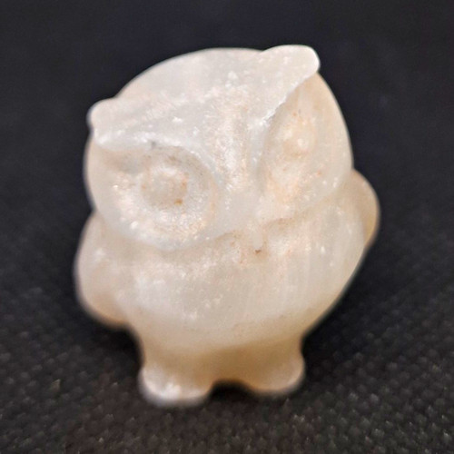 White milky quartz carved owl - milky,