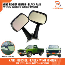 PAIR BLACK SIDE FENDER WING MIRRORS FOR TOYOTA HILUX PICKUP RN30 RN40 78-83 UTE
