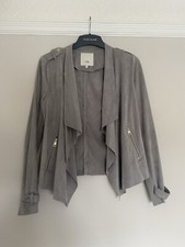 River Island Grey Waterfall Suede Jacket