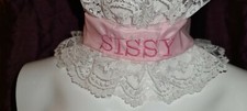 New collar and cuffs sissy pink and frilly lace choker maid lolita baby sub dom