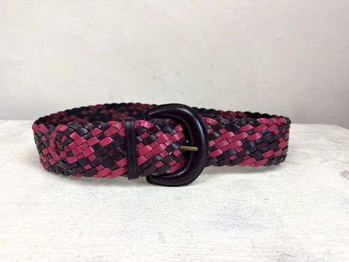 Vintage plaited leather belt - plaited,