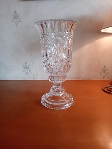 Vintage cut glass hurricane - glass,