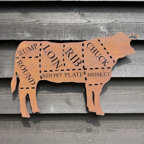 Cow sign rusty metal - rusty, home