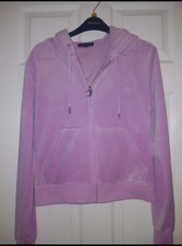 Juicy Couture Pink Velour Tracksuit Top Hoodie Zip Through Size M