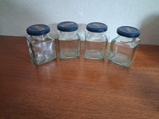 4 Small Square Glass Jars