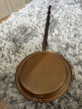 Vintage Copper Long Handle Bed Warmer Warming Pan 
