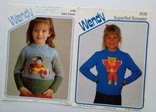 Wendy - 2 Child's Sweaters - Noddy & Super Red Design- Knitting Pattern 